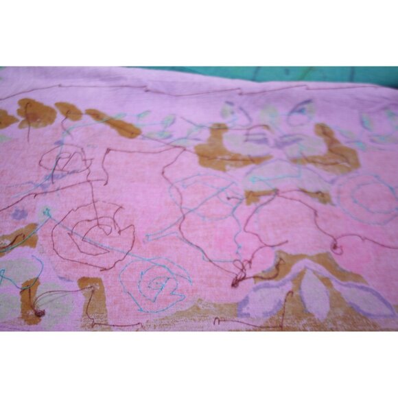 Anitsa Paris Hand-Painted Sequins Womens M Cotton Midi Skirt Floral Boho Artwear - Picture 3 of 8